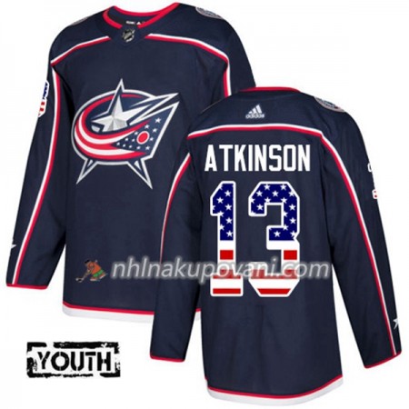 Blue Jackets Dresy Cam Atkinson 13 2017-2018 USA Flag Fashion Modrá Adidas Authentic - Dětské